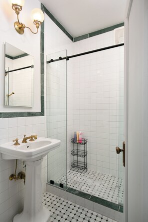 Ducha, secador de pelo, bidé y toallas