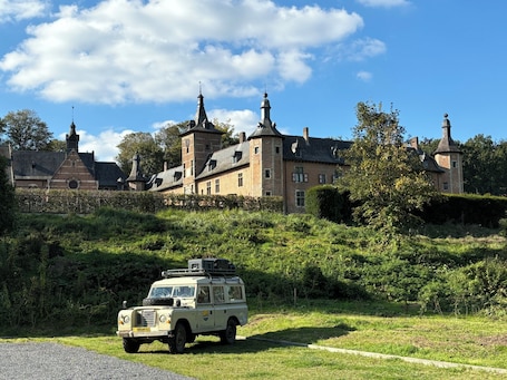 Exterior. Unusual glamping accommodation in a Land Rover that you drive!
