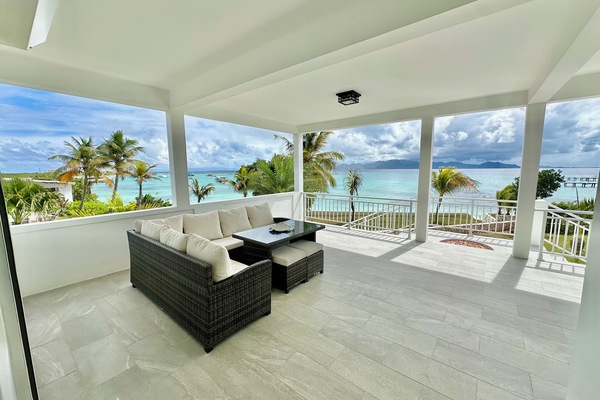Beachfront patio view of St. Maarten.