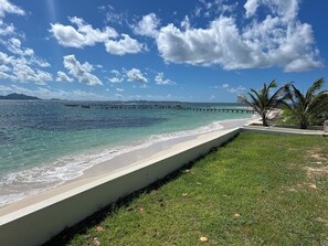 On the beach, beach towels - Bayview Resort, Blowing Point BEACHFRONT Villa with Stunning St. Maarten Views.  (Blowing Point)