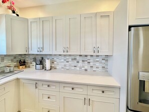 Fridge, microwave, oven, stovetop - Bayview Resort, Blowing Point BEACHFRONT Villa with Stunning St. Maarten Views.  (Blowing Point)