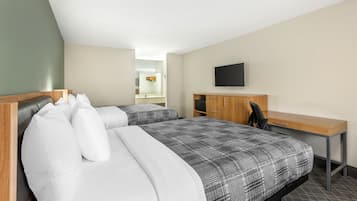 Desk, laptop workspace, free WiFi, bed sheets