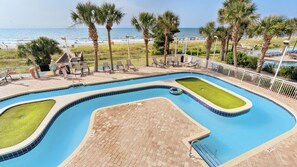 A swimming pool with a view of the beach and ocean. - Atlantica 656 (Myrtle Beach)