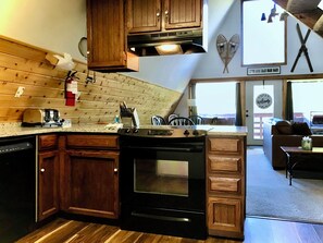 Fridge, microwave, oven, stovetop - Mary Jane Ski Chalet - Downtown Winter Park (Winter Park)