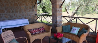 Cozy farmhouse nestled in the greenery of the sacred area of ancient Caere