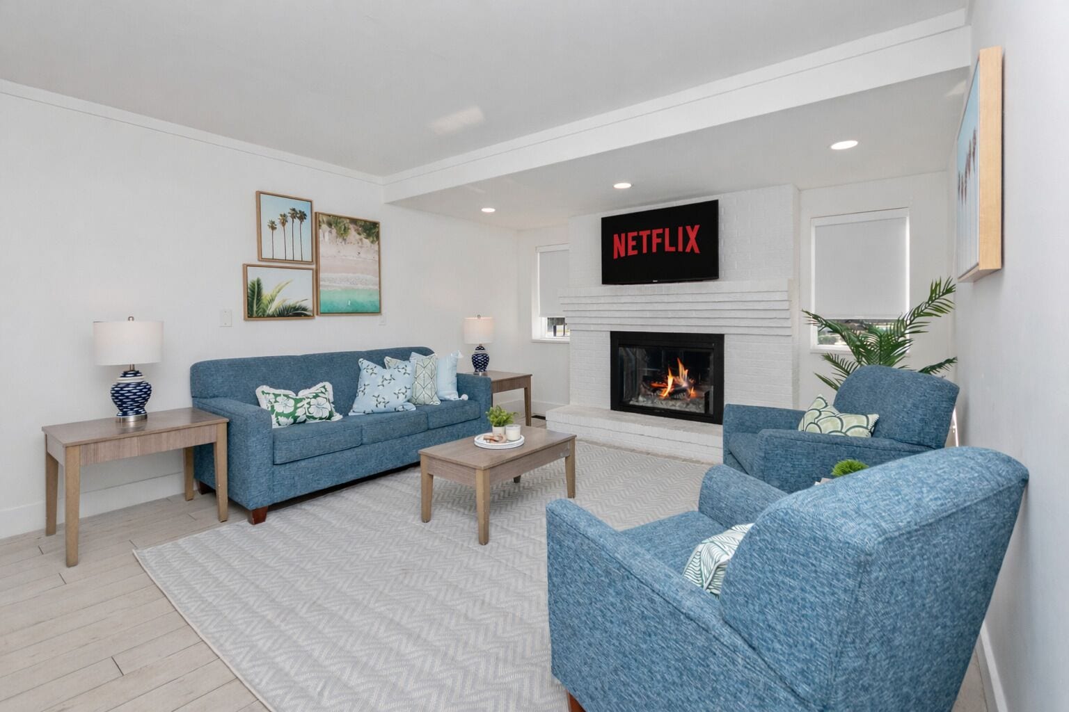 Smart TV, fireplace, table football