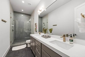 Shower, hair dryer, bidet, soap