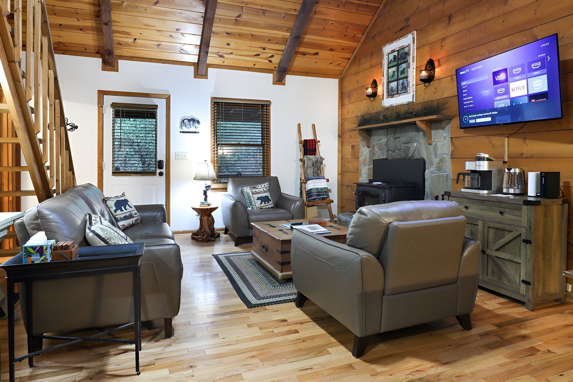 Smart TV, fireplace, video games