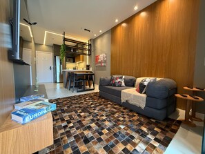 Living area - Apartment in the For Seasons Building - Vacation Rental - For Seasons Short-Term Rental (Itapema)