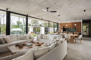 TV, fireplace, offices - Latitude 156 - Elevated Noosa Hinterland Luxury (Doonan)