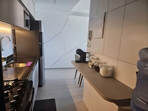 舒适公寓, 海滩景观 | 私人厨房