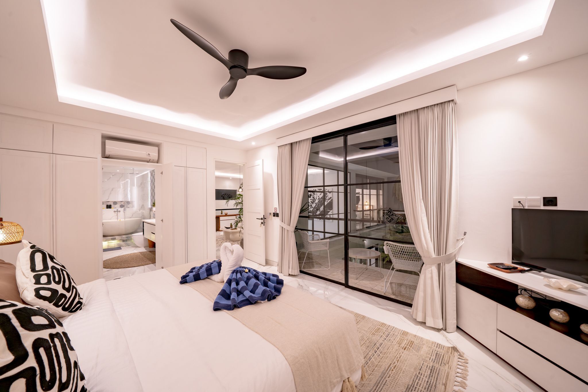 Villa Deluxe, 3 chambres, vue piscine | Draps en coton égyptien, literie de qualité supérieure