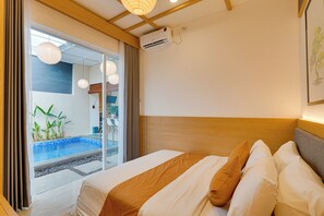 Vila, pemandangan kolam renang | Brankas, Wi-Fi gratis, dan seprai linen