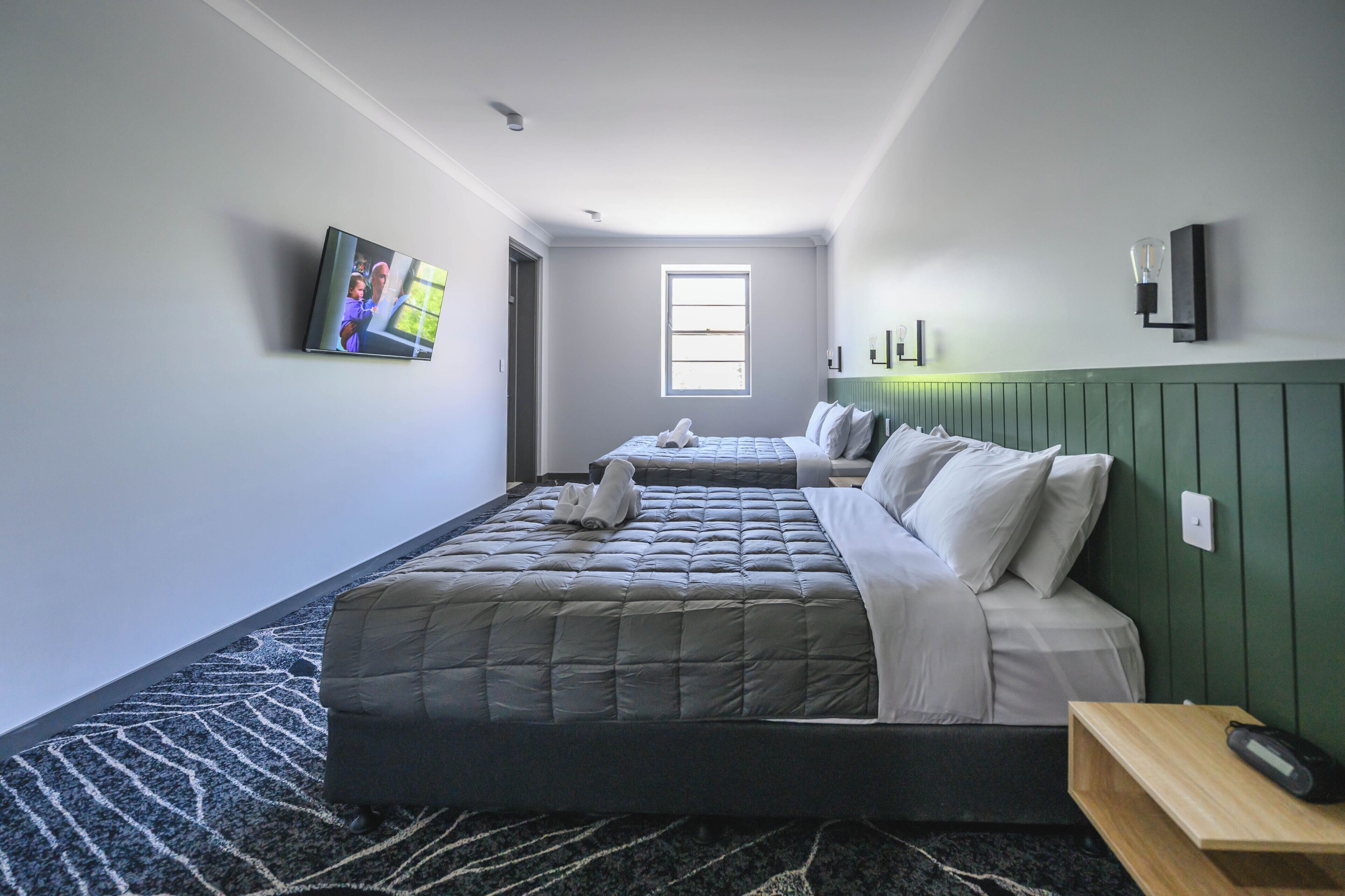 Family Quadruple Room, 2 Queen Beds, Balcony, City View | Iron/ironing board, free WiFi
