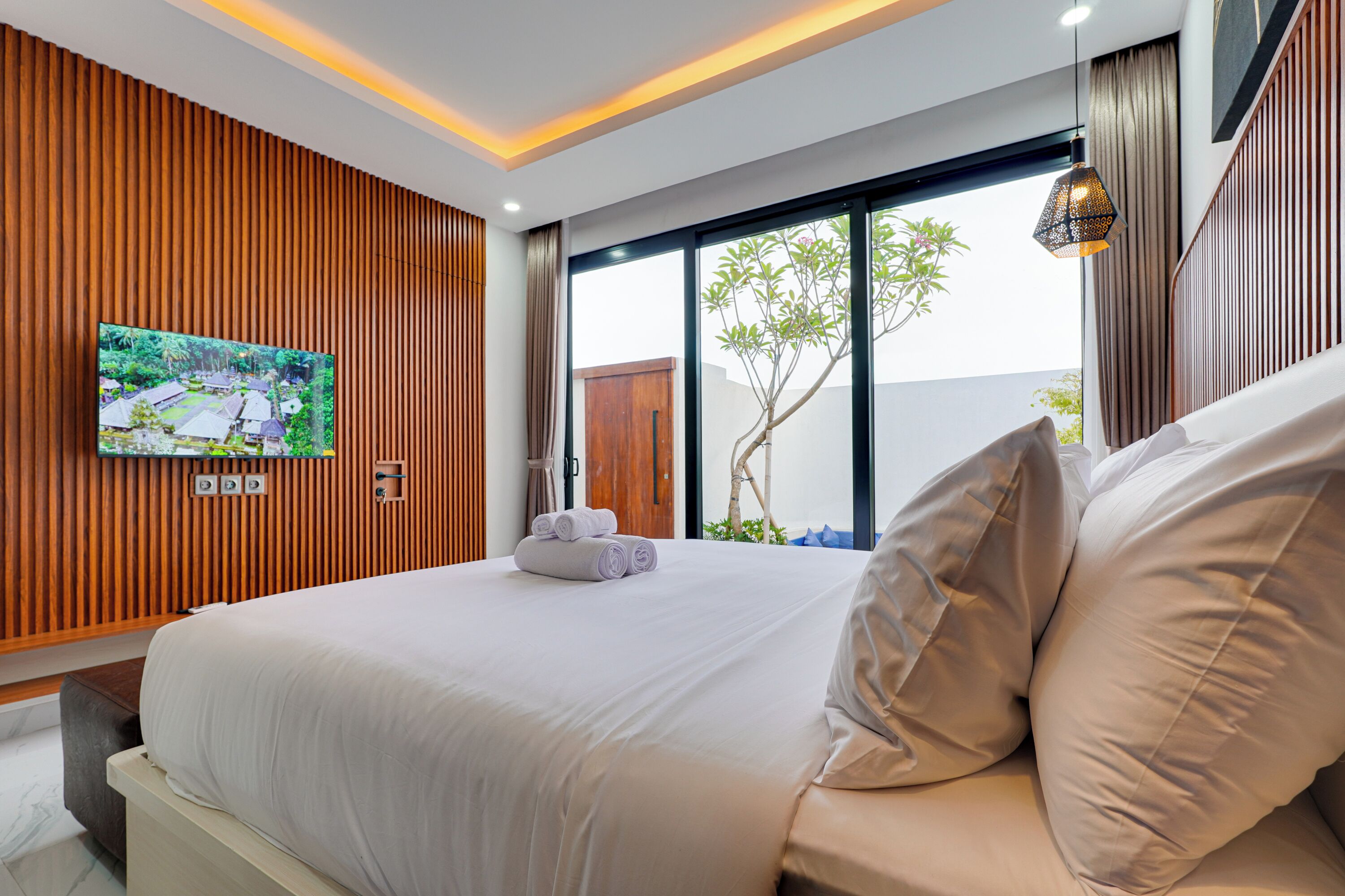 Villa, balcon, vue piscine