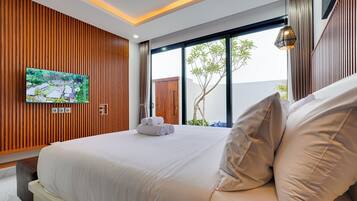 Villa, balcon, vue piscine