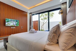 Villa, balcon, vue piscine