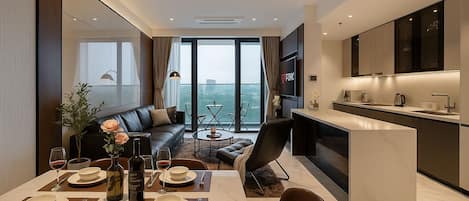 Basic Apartment, 2 Bedrooms, Balcony, City View | Minibar, individually decorated, individually furnished, desk