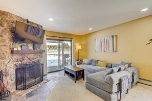 TV, fireplace - Cozy Condo: Steps to Free Winter Park Shuttle! (Fraser)