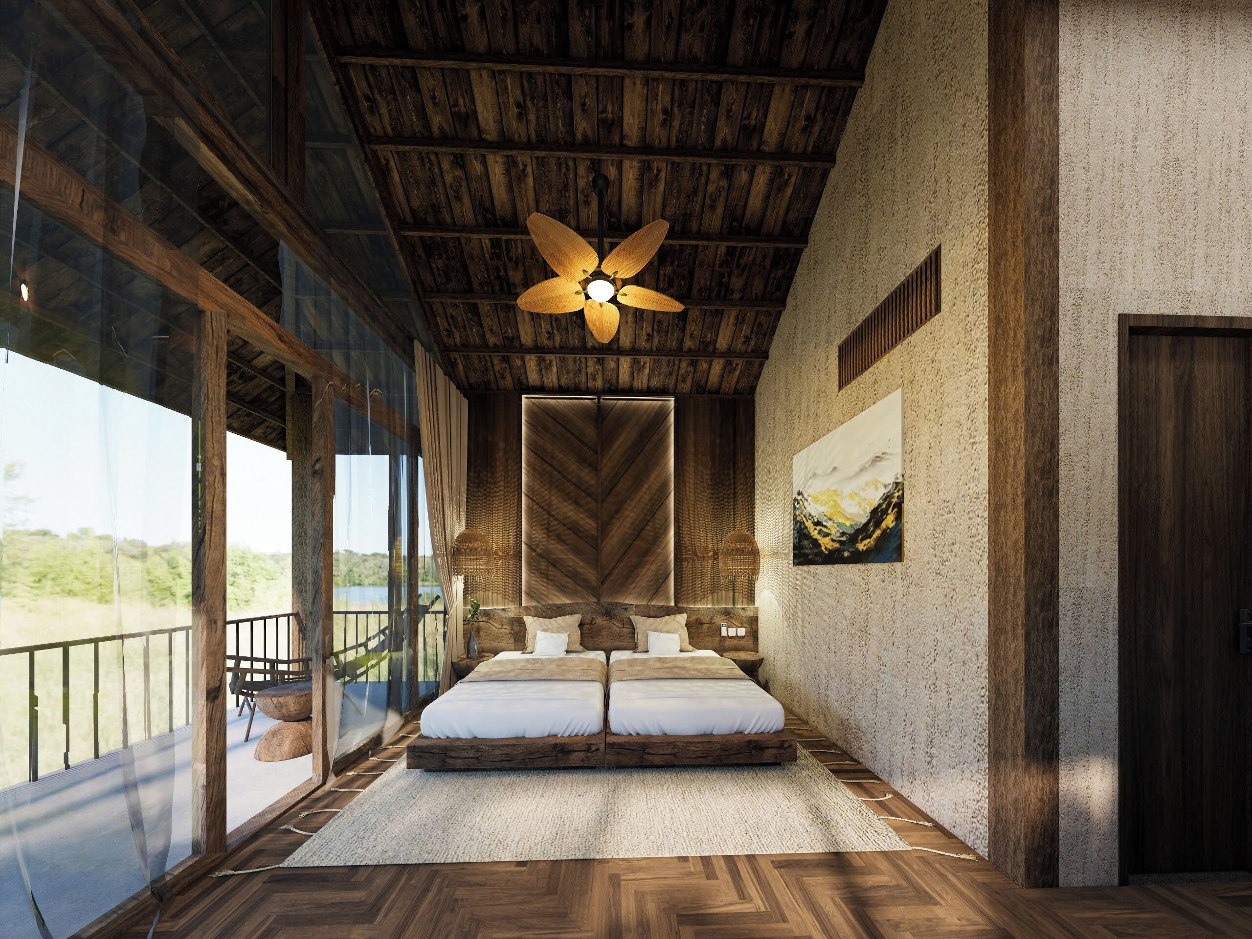 Habitación doble Deluxe, vista a la montaña | Escritorio, espacio para trabajar con laptop y wifi gratis 