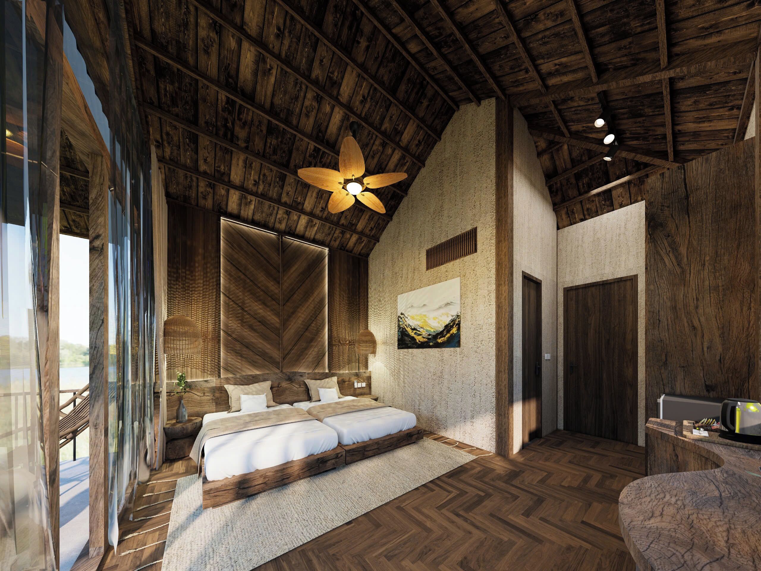 高級寢具、迷你吧、書桌、筆電工作空間