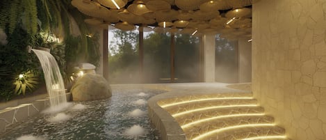 Sauna, spa, bain de vapeur, massage aux pierres chaudes, massage suédois