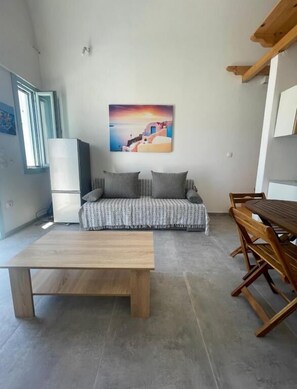 Standard Apartment, Balcony, City View | Living area | TV - Aliki's apartments (Vothonas)