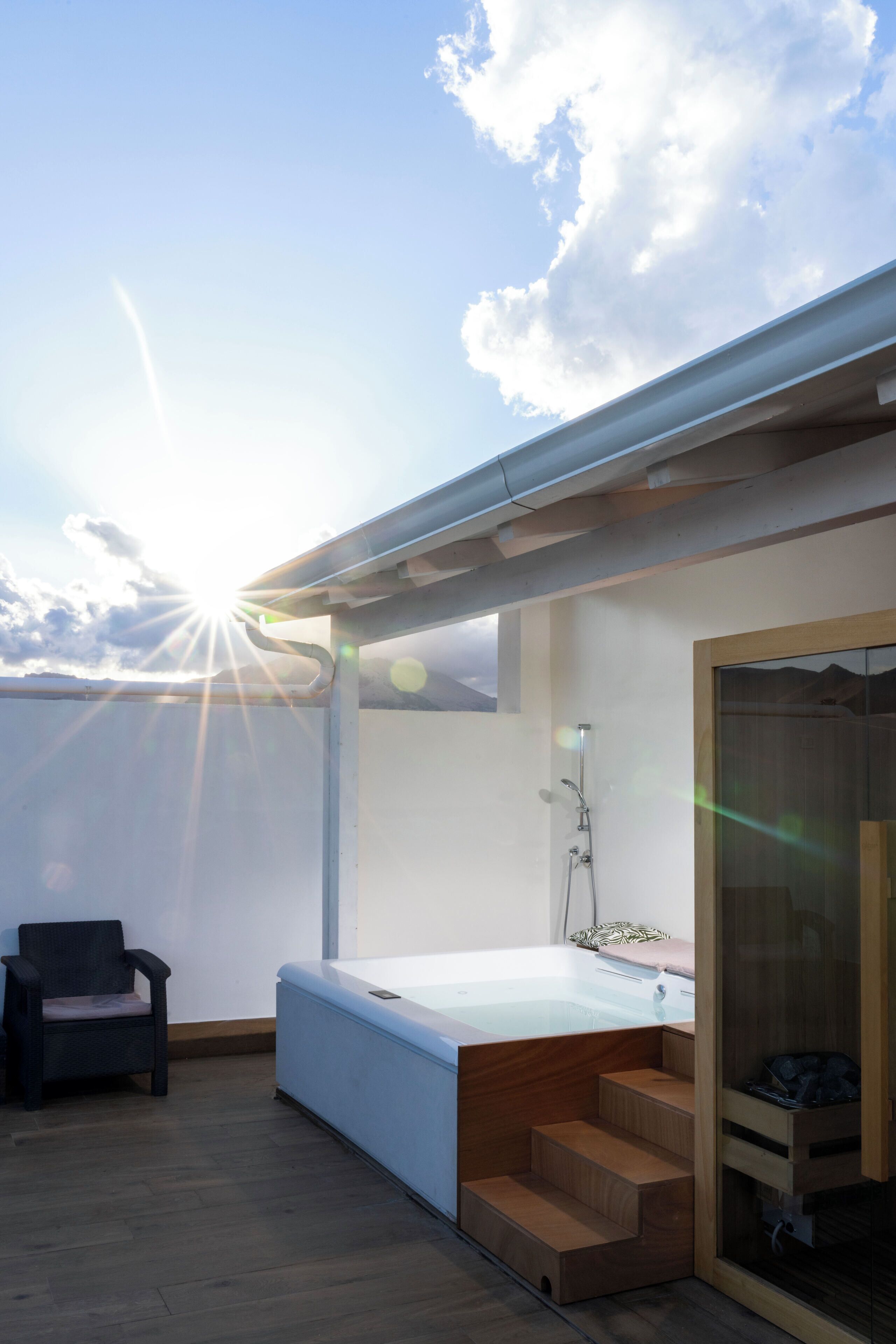 Sauna, bain à remous