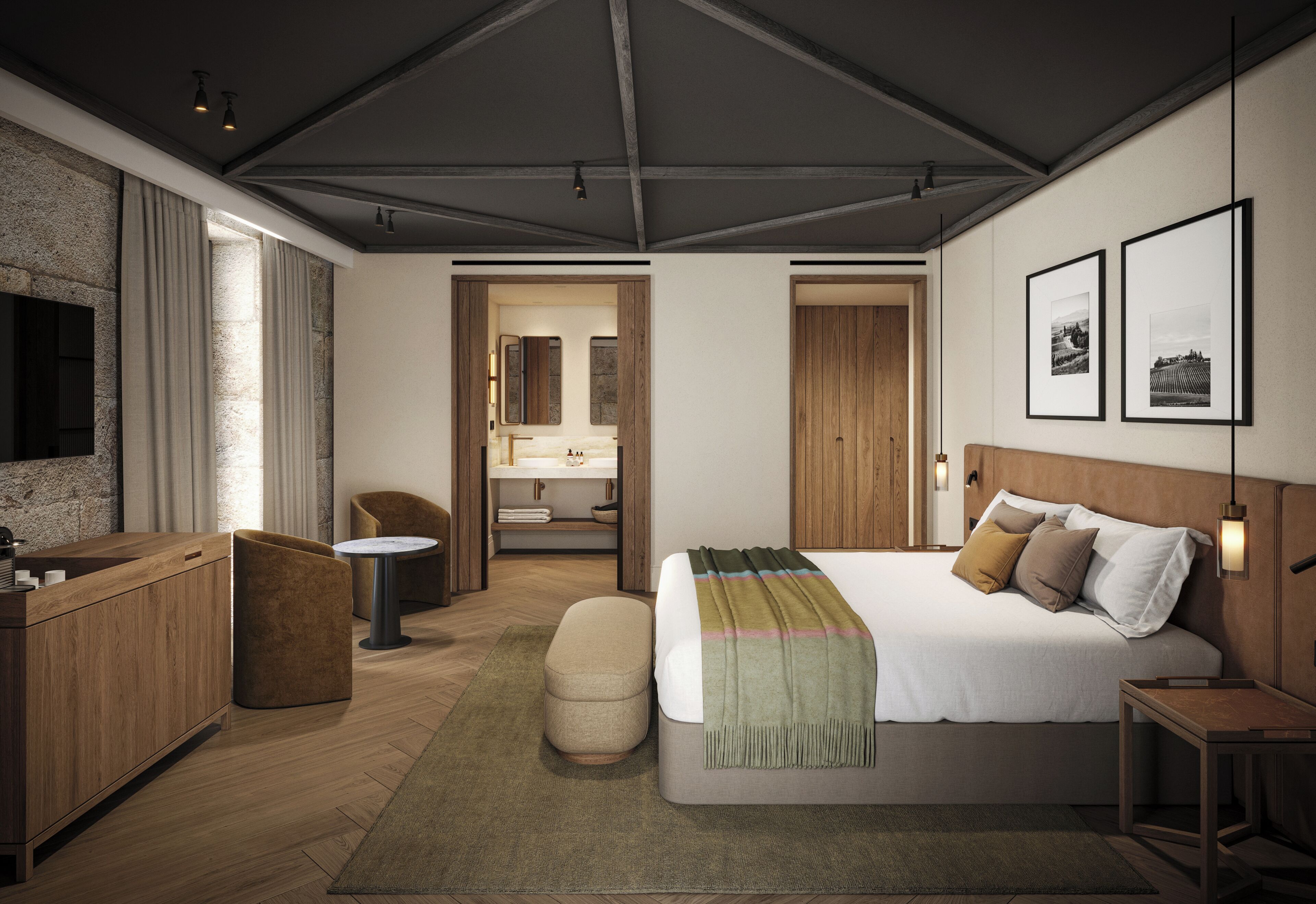 华丽双人房或双床房 | 客房内保险箱、办公桌、笔记本电脑工作区、隔音