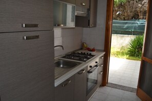 Fridge, stovetop, cookware/dishes/utensils