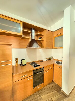 Lägenhet - utsikt mot staden | Eget kök | Minikylskåp och spishäll