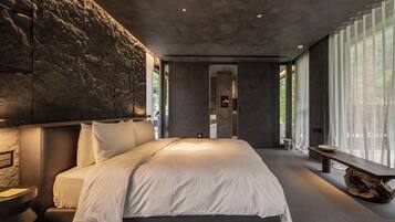 Kamer, uitzicht op vallei | Luxe beddengoed, een gratis minibar, een kluis op de kamer