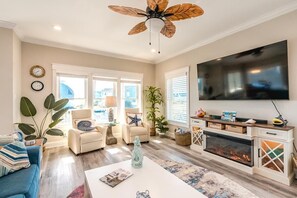 Smart TV, fireplace - Bitchin' Beach House - Killer Views from this 4 BR Home; Great Yard; Elevator; (N. Topsail Beach)