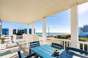 Outdoor dining - Bitchin' Beach House - Killer Views from this 4 BR Home; Great Yard; Elevator; (N. Topsail Beach)
