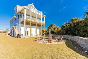Outdoor dining - Bitchin' Beach House - Killer Views from this 4 BR Home; Great Yard; Elevator; (N. Topsail Beach)