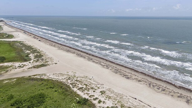 Une plage côtière avec un rivage sablonneux et des vagues.