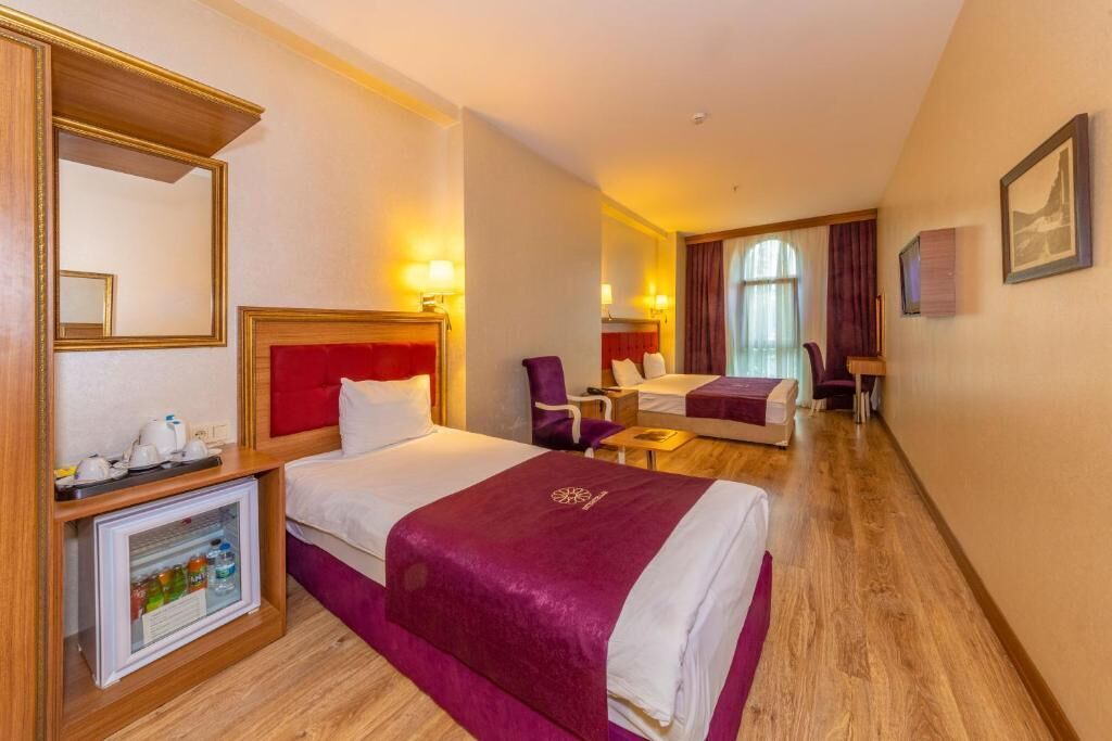 Driepersoonskamer, uitzicht op de stad | Een kluis op de kamer, geluiddichte muren, gratis wifi