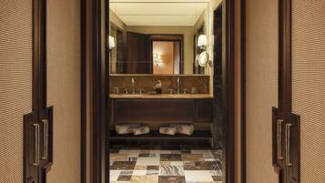 Eco-friendly toiletries, hair dryer, bathrobes, slippers