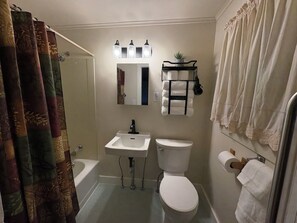 Hair dryer, towels, soap, shampoo - The Annex Cottage charming home in Jay (Jay)