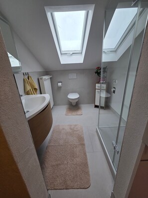 Dusche, Haartrockner, Handtücher