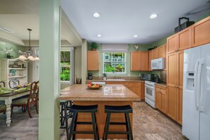 Fridge, microwave, oven, stovetop - Kaimana Villa: Princeville Retreat w/ Pool & AC (Princeville)