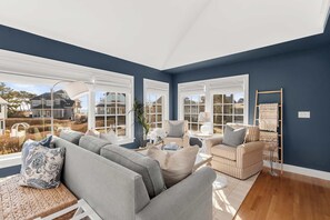 TV, fireplace, offices - Luxury Retreat w Heated Pool, Large Stone Patio! (Mashpee)