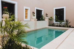 Cool off with an easy swim in calm waters. - Historic Central Double Bed Room Stay | Pool | Near Parque Santa Lucia (Mérida)