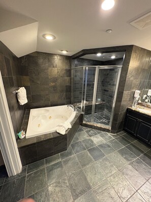 Secador de cabelo, toalhas de banho, sabonete, papel higiênico