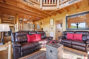 Living area - NEW! LUXE, Clean & Stocked Cabin w/Hot Tub & Stunning Men Views in Wears Valley. (Sevierville)