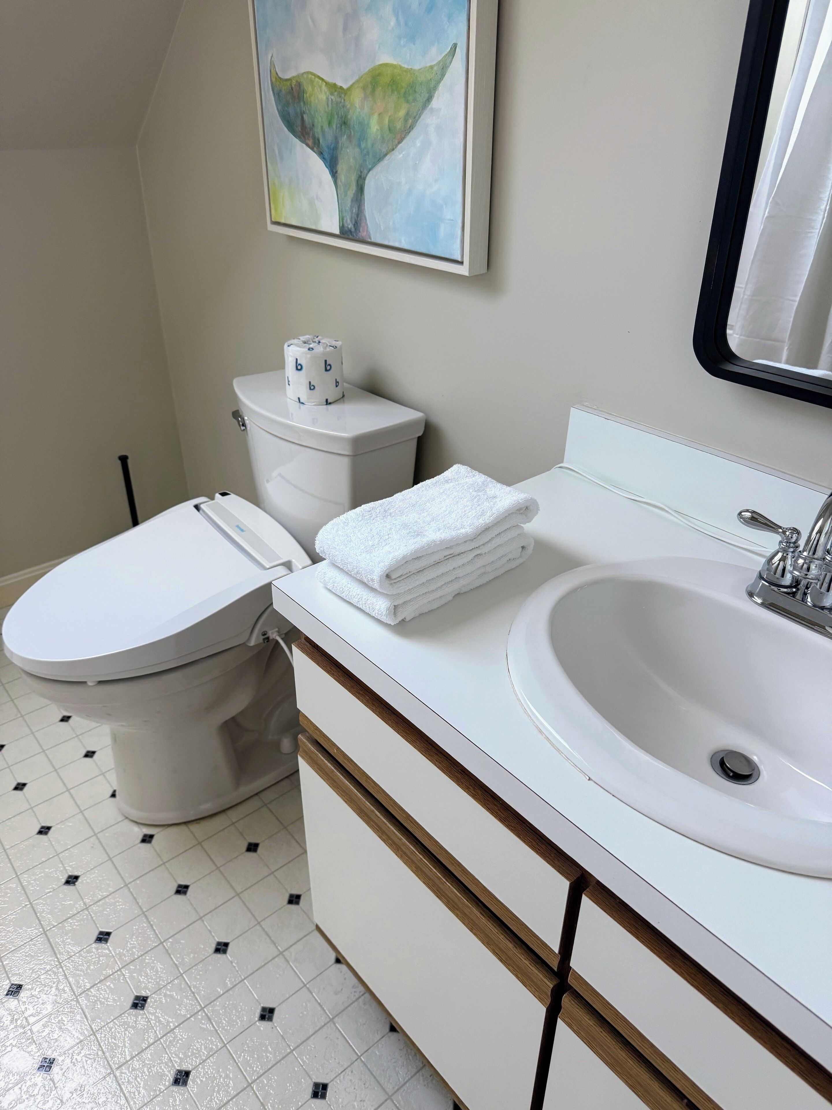 Dusche, Haartrockner, Bidet, Handtücher