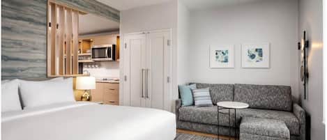 Studio, 1 très grand lit et 1 canapé-lit | Literie de qualité, lit avec matelas à plateau-coussin, bureau