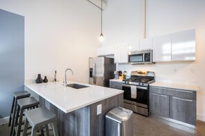 Fridge, dining tables