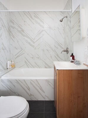 Ducha, secador de pelo, bidé y toallas