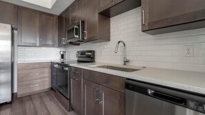 Fridge, dining tables